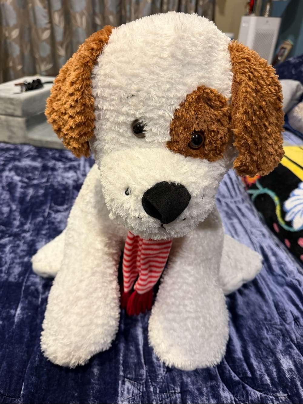 Plush White and Brown Dog Stuffed Toy - Cozy Pet Plush